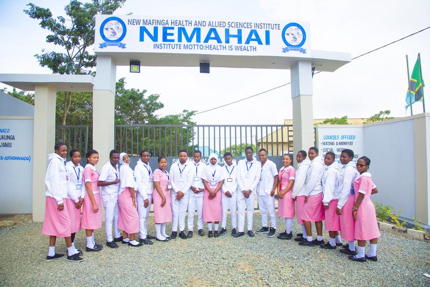 Proud students at the NEMAHAI main gate.